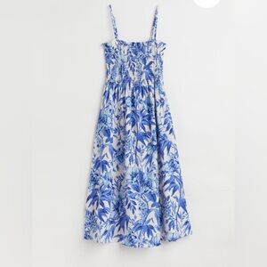 H&M Blue and White Smocked Dress - S